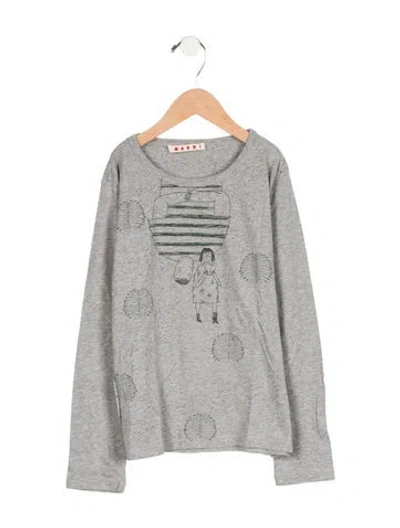Pre-owned Marni Kids Girls Graphic Long Sleeve Top In Grey