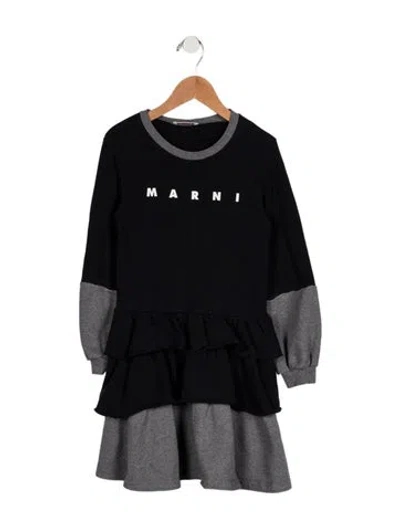 Pre-owned Marni Kids Girls' Logo Print Dress In Blue