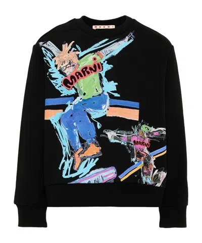 Marni Kids Graphic Print Sweatshirt In Black