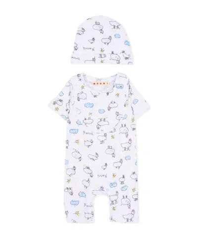 Marni Kids Graphic Printed Baby Set In White