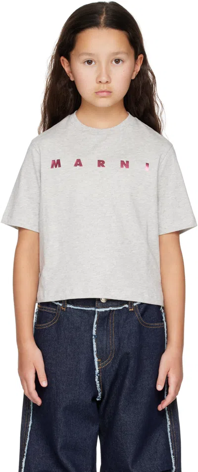 Marni Kids Gray Cropped T-shirt In 0m903