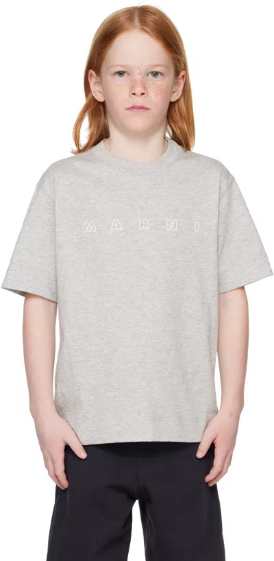 Marni Kids Gray Logo T-shirt In 0m903