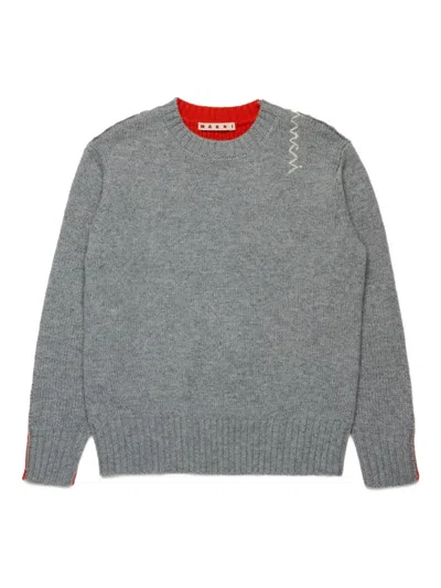 MARNI MARNI KIDS GRAY LONG-SLEEVED CREWNECK SWEATER