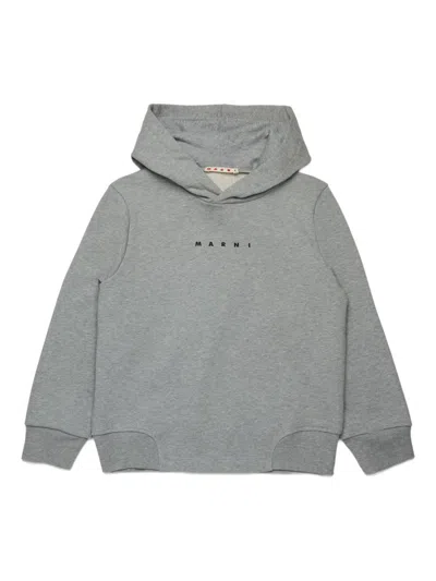 MARNI MARNI KIDS GRAY LONG-SLEEVED HOODIE