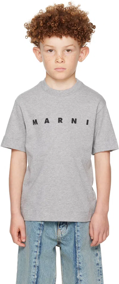 Marni Kids Gray Printed-logo T-shirt