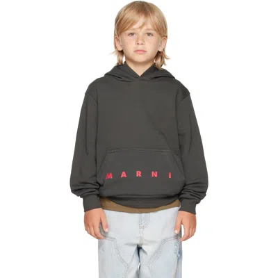 Marni Babies' Kids Gray Printed-logo Hoodie In Black