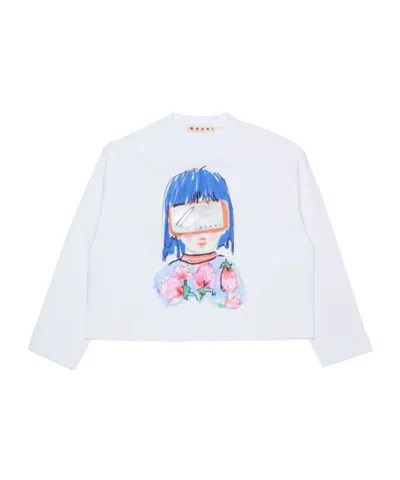 Marni Kids Illustrated Long-sleeve T-shirt In White