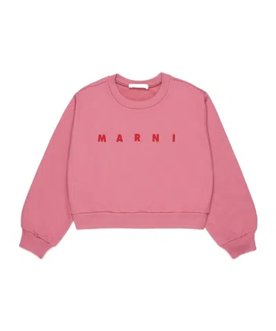 Marni Kids Logo Crewneck Sweatshirt In Pink
