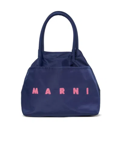 Marni Kids Logo Detailed Shoulder Bag In Blue
