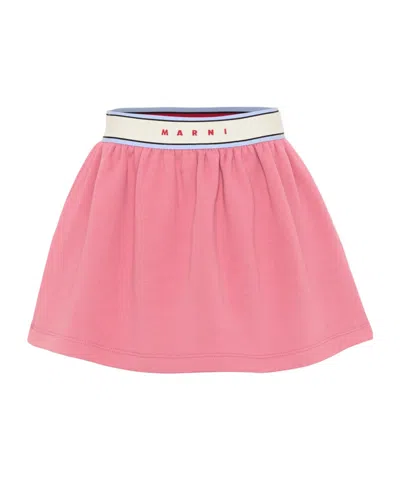 Marni Kids Logo Elastic Waist Skirt In Pink
