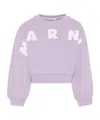 Marni Kids Purple Cotton Cropped Embroidered Logo Sweatshirt In Purple