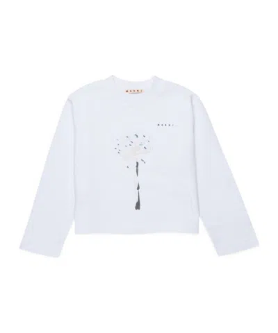 Marni Kids Logo Embroidered Crewneck Sweatshirt In White