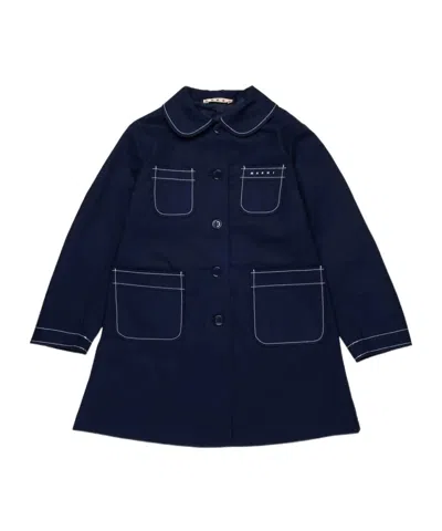 Marni Kids Logo Embroidered Jacket In Blue