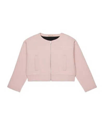 Marni Zip Cropped Jacket For Kids In Black