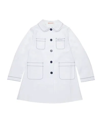 Marni Kids Logo Embroidered Jacket In White