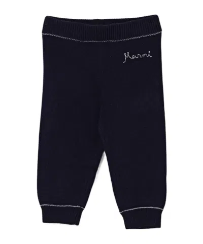 Marni Kids Logo Embroidered Ribbed Leggings In Blue