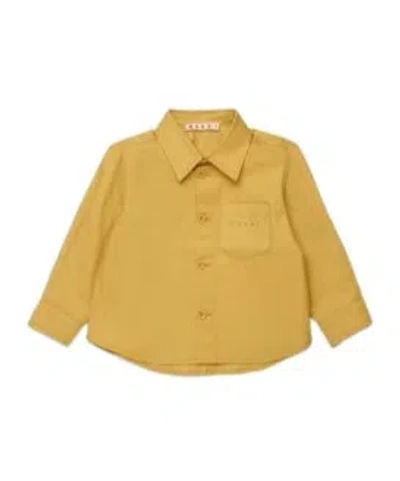Marni Kids Logo Embroidered Shirt Jacket In Yellow