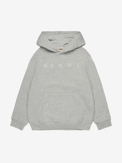 Marni Kids Logo Hoodie In Gray