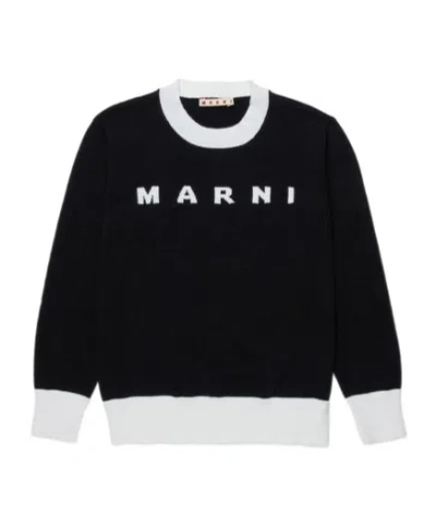 Marni Kids Logo Intarsia-knit Jumper In Black