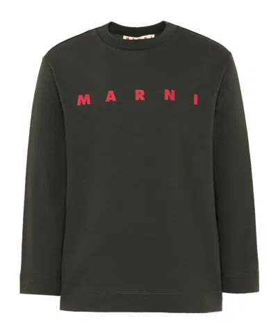 Marni Kids Logo Long-sleeve T-shirt In Gray