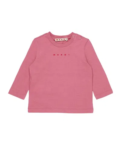 Marni Kids Logo Long-sleeve T-shirt In Pink
