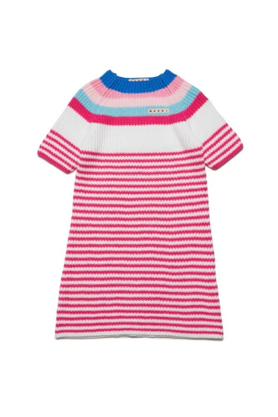 Marni Kids Logo Patch Knitted Dress In Pink