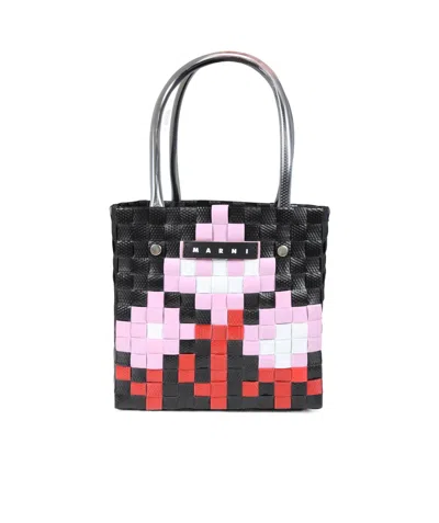 Marni Kids Logo-patch Woven-designed Tote Bag In Black