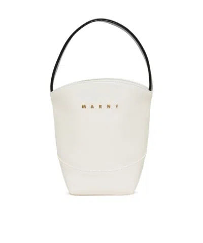 Marni Kids Logo Plaque Bucket Bag In White