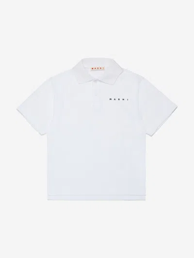 Marni Kids Logo Printed Short-sleeved Polo Shirt In White