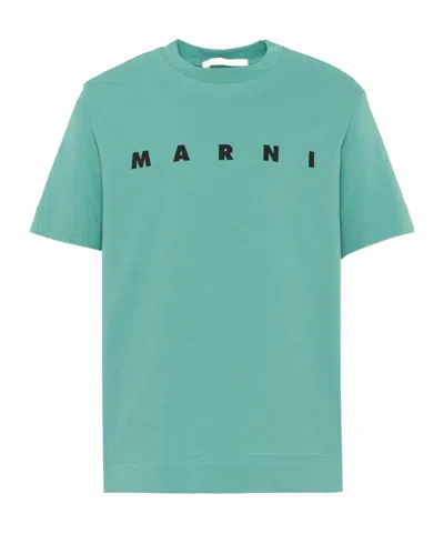 Marni Kids Logo Print T-shirt In Blue