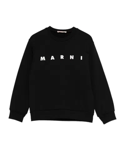 Marni Kids Logo-printed Crewneck Sweatshirt In Black