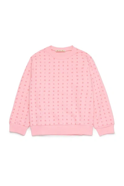Marni Kids' Logo-print Cotton Sweatshirt In Pink