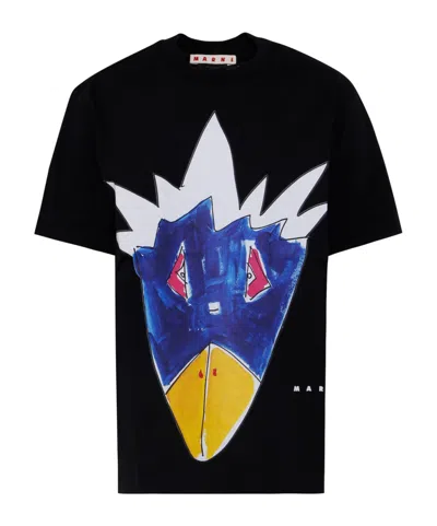 Marni Kids Logo-printed Crewneck T-shirt In Black