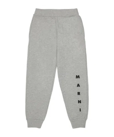 Marni Kids Logo-printed Fleece Jogger Pants In Burgundy