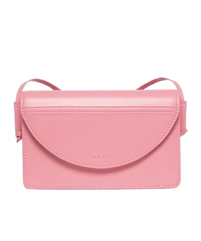 Marni Kids Logo Printed Foldover Top Shoulder Bag In Pink