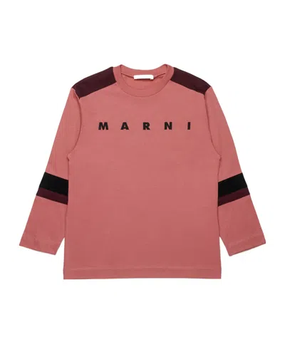 Marni Kids Logo-printed Long-sleeved T-shirt In Pink