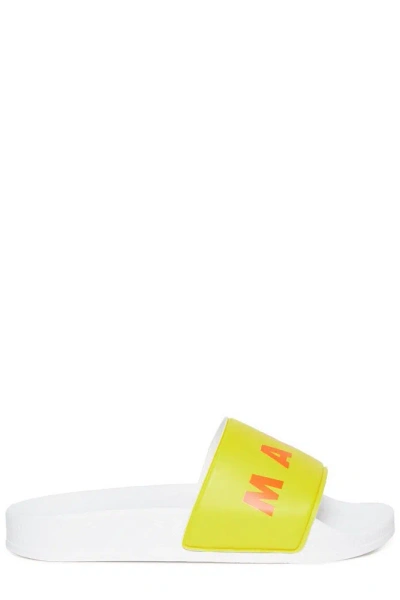 Marni Kids Logo Printed Slip In Yellow
