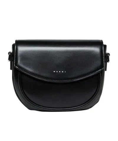 Marni Kids Logo Printed Smile Crossbody Bag In Black