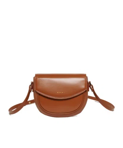 Marni Kids Logo Printed Smile Crossbody Bag In Neutral