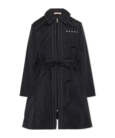 Marni Kids Logo Printed Zipped Jacket In Black