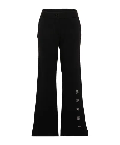 Marni Kids Logo Straight-leg Pants In Black