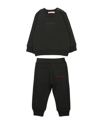 Marni Kids Logo Sweatshirt Tracksuit In Gray