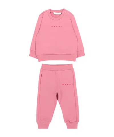 Marni Kids Logo Sweatshirt Tracksuit In Pink