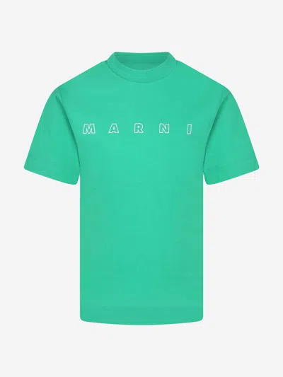 Marni Kids Logo T-shirt In Green