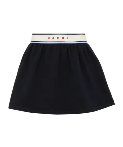 Marni Kids Logo Waist Skirt In Blue