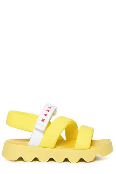 Marni Kids' Logo-print Puffy Sandals In Yellow