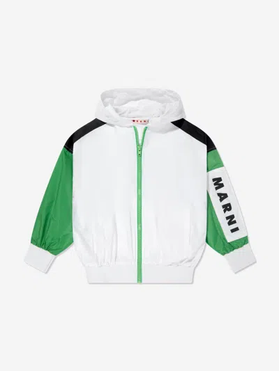 Marni Kids Logo Zip Up Jacket In White