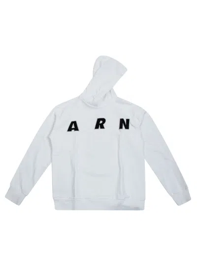 Marni Kids Maxi Logo Hoodie T-shirt For Kids In White