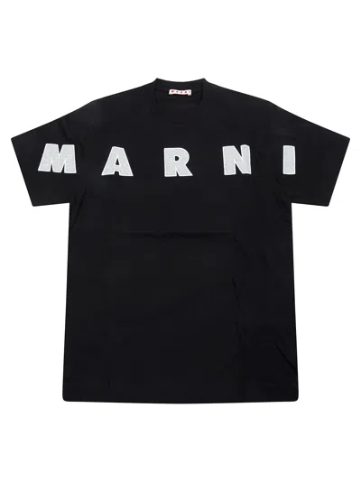 Marni Kids Maxi Logo Kids T-shirt In Black