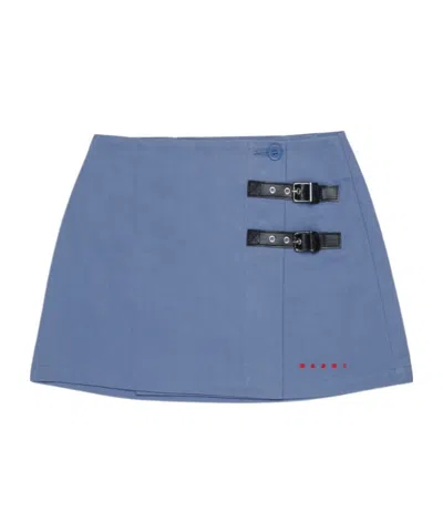 Marni Kids Mg 181 Buckled Skirt In Blue